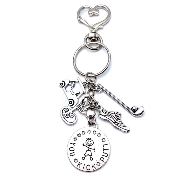 Golf Keychain Bag Charm You Kick Putt Golfer Gift - Picture 1 of 5